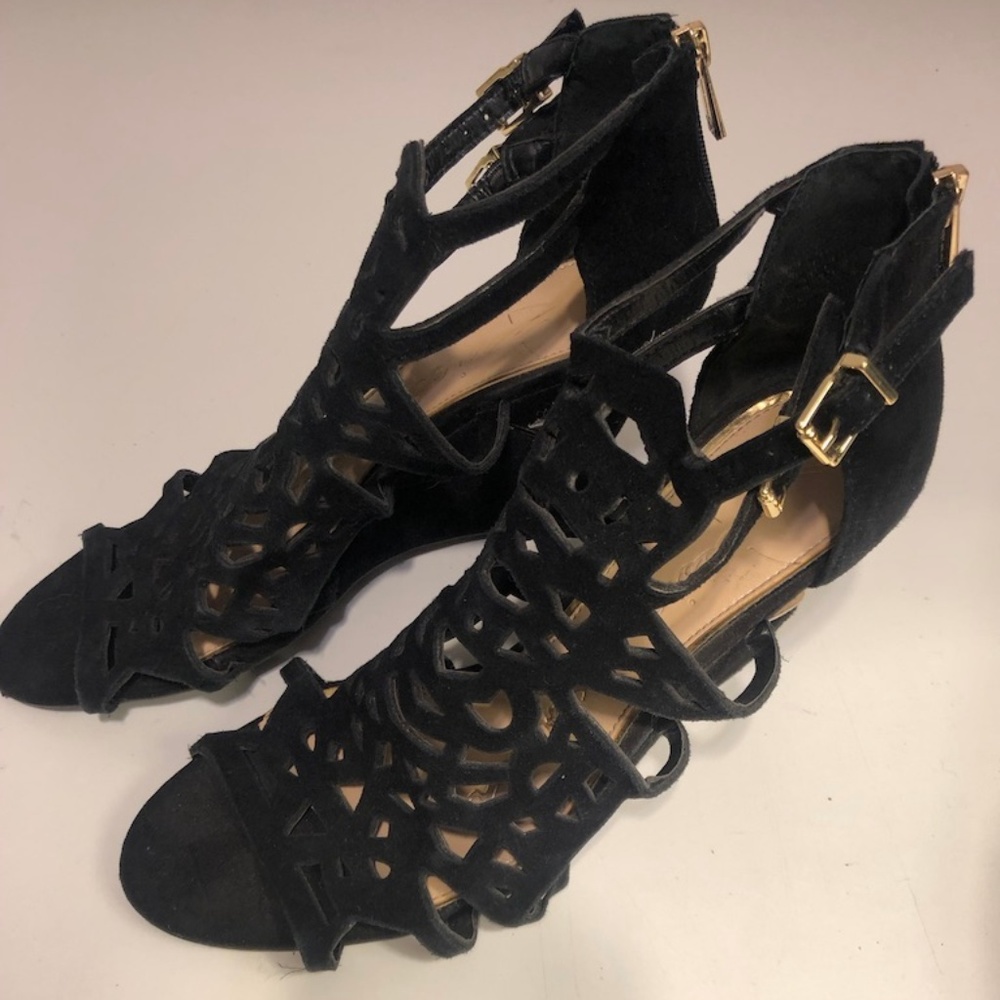 Jessica Simpson black suede wedges SZ 9.5